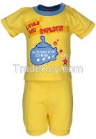 wholesale cute printed baby shirt and short set of yellow color