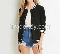 Breathable knitted snap button varsity casual wear for teenagers jacket