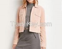 Light pink western leather jacket for wholesale