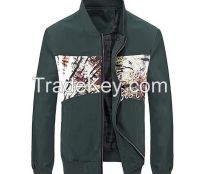 customized grey colour winter polyester jacket with heat transfer printing