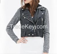 European style long sleeves with PU jacket