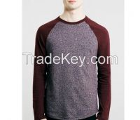 clothing factory man burgundy textured raglan long sleeve plain t-shirts