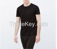 2016 men clothes online 100% cotton plain black t shirt