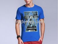 China Manufacturer Custom Blue Rock and Roll Printed Mens T shirts