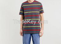 mens clothes wholesale short sleeve 100% cotton colorful striped t-shirt