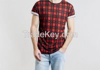 classic Red Check Tartan Roller casual t shirts men clothes