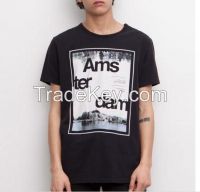 Manufacturer Mens Clothing Black Printing Tees Custom Design T