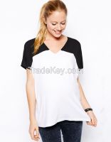 Maternity clothing wholesale with chiffon contrast sleeves