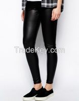 Hot girls sexy black faux leather leggings maternity pants