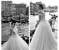 Unique Beautiful Ball Gown Formal Wedding Dress Off Shoulder Low Back Beaded Bodice Vestido De Noivas