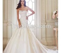 The Latest Designer Elegant Strapless Cheap Lace Mermaid Wedding dress