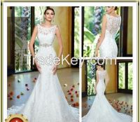 Italian Elegant Mermaid Bridal Gowns Lace Illusion Back Wholesale Wedding Dresses