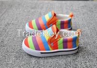 Rainbow canvas slip on baby girl shoes