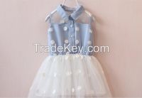 Wholesale kids new fashion frocks denim dress baby girl summer dress