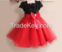 new style girl Party black with blue bow Dress Children princess dress baby girl party dress children frocks designs