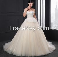 Elegant Sweetheart A-line Wedding Dresses Romantic Off the Shoulder lace beaded princess Bridal Gown 2016 vestido de noiva