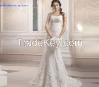 New Arrival Sweep Train Sleeveless 2016 Mermaid Lace Wedding Dress