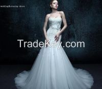 Mermaid Lace Up Appliques Strapless Off-Shoulder Noble Wedding Dress