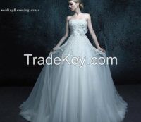 A line Appliques Lace Up Off The Should Strapless Wedding Dress