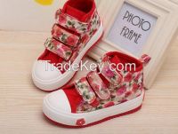 latest style children canvas shoes non-slip printed girls shoes flower