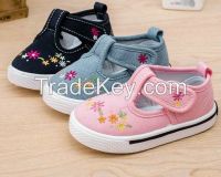 spring autumn children soft sole canvas shoes girls shoes with flower