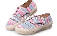spring autumn students children shoes stripe printing girls shoes with flower