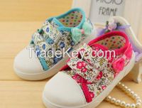 girls floral printing soft sole canvas shoes 2016 hot sale latest style children's shoes