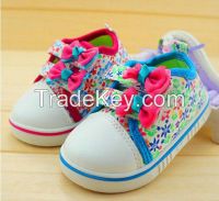girl shoes spring autumn 2016 new style canvas soft sole children shoes with flowers