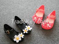 Lovely flowers jelly kids sandals shoes soft sole girls sandals summer