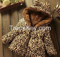 girls leopard coat baby padded cotton thicker baby coat