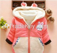 Hottest! baby jakcet cartoon rabbit velet infant jacket