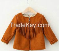 european children coat o-neck tassels kids winter coat