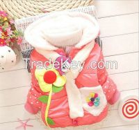 winter thick flower baby jakcet with scarf