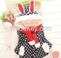korean baby jacket dot printed thick baby jakcet with scarf