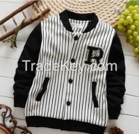 Fashion boys coats top autumn style new design vertical striped black matched boys autumn coats