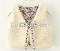 autumn kids vest v-neck wool baby girl vest