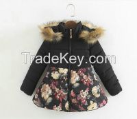 New winter flower coton retro girl jacket