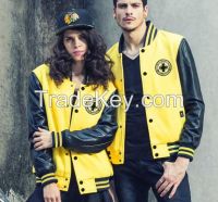 Wholesale fashion new style leather sleeve baseball jacket