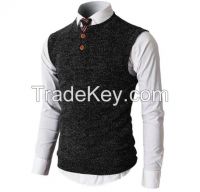 Latest arrived men's solid color sleeveless sweater knit vest wholesale