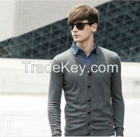 new fashion men's sweater cardigan with shirt collar men casual clothing