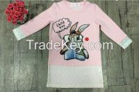 girls printed cotton fleece long lace sweatshirt