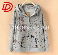 Spring Europe white print OEM Service Supply Type girls hoodies with zipper bulk-wholesale-kids-clothing