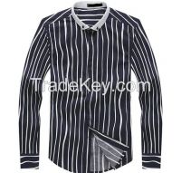 shirt men slim tailor made dress shirt corporate stripes shirt