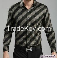 Top brand latest fashion rough black strips cotton man casual shirt