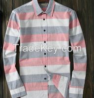 Autumn new men in Europe and the stripe cotton long sleeve shirt