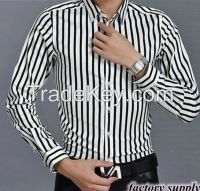 autumn/winter fashion men's cotton stripe long sleeve shirt