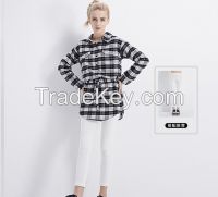 Young Ladies Cotton Fannel Checked with Fshion Styles women long loose shirts for wholesale