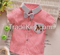 boys shirts short sleeve with checked Design shirts summer boys clothing for wholesale