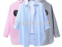 Hot Sales woman Loose Fit shirt,women Yarn Dyed Checked shirt,ladies Printed shirtfor wholesale
