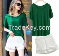 2016 SUMMER SHORT SLEEVE TOPS AND SHORT PANTS 2 PIECE SETS FOR WHOLESALE